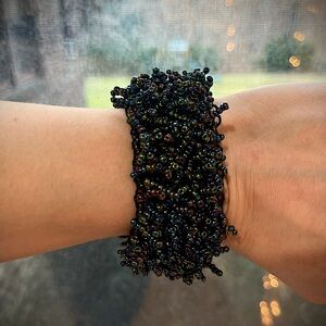 Beaded bracelet, blue and purple hues